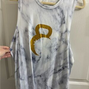 ZYIA Marble Muscle Tee with Gold Kettlebell